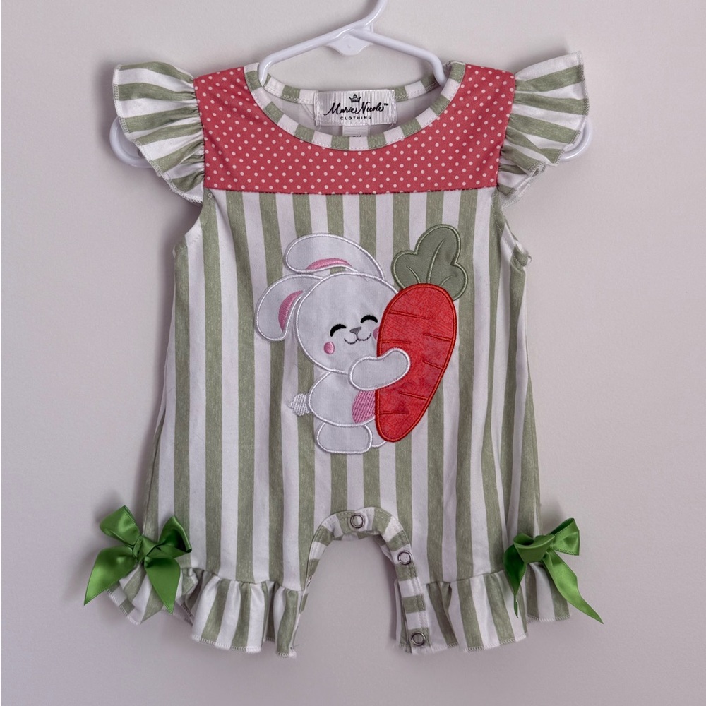 Mini Wonder Green & Pink Bunny Carrot One-Piece Romper